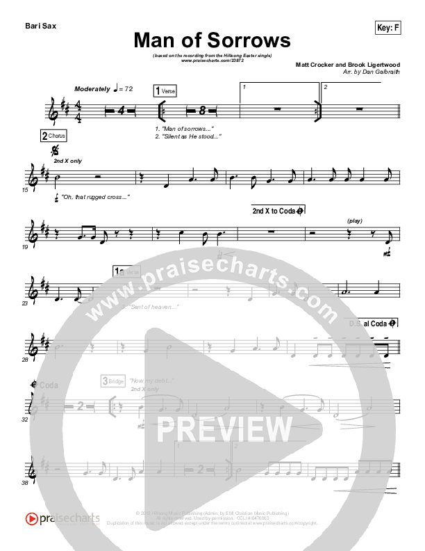 Man Of Sorrows Bari Sax (Hillsong Worship)