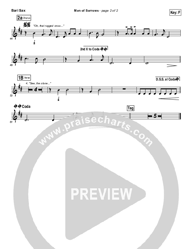 Man Of Sorrows Bari Sax (Hillsong Worship)