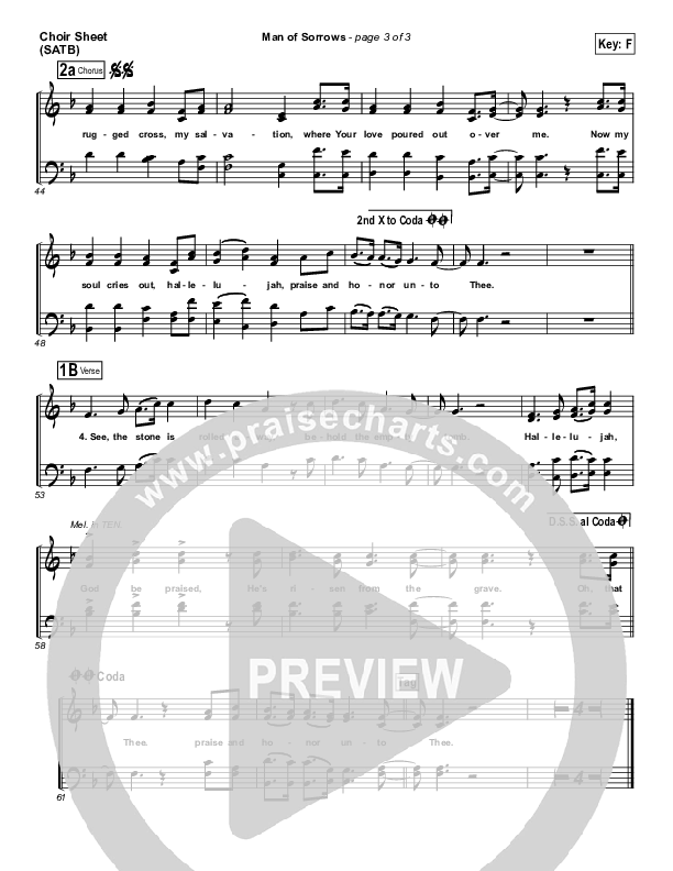 Man Of Sorrows Choir Vocals (SATB) (Hillsong Worship)