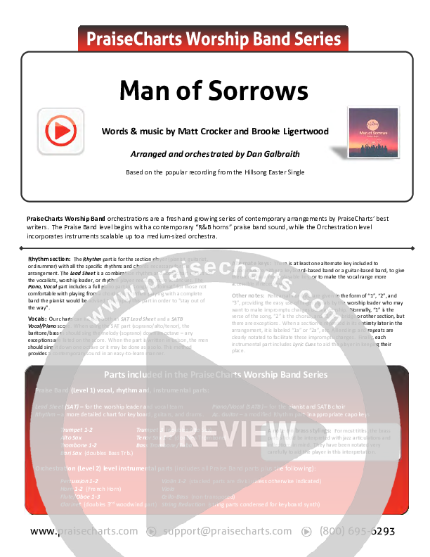 Man Of Sorrows Cover Sheet (Hillsong Worship)