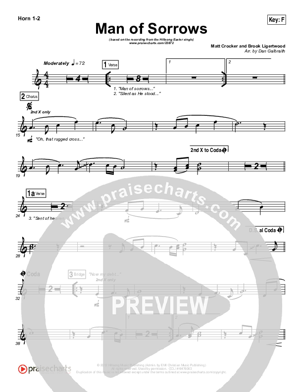 Man Of Sorrows French Horn 1/2 (Hillsong Worship)