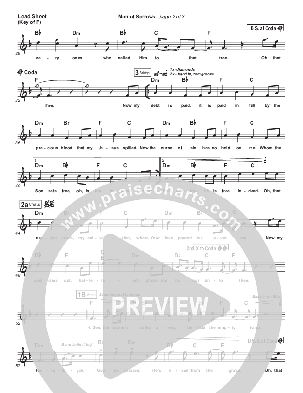 Man Of Sorrows Lead Sheet (Melody) (Hillsong Worship)