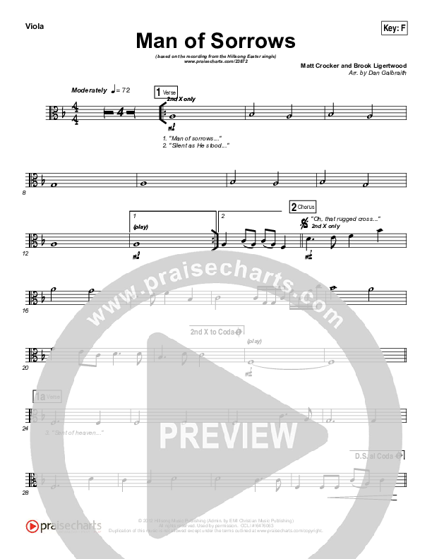 Man Of Sorrows Viola (Hillsong Worship)