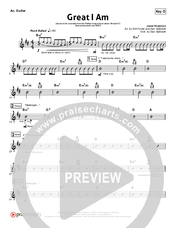 Great I Am Acoustic Guitar (Phillips Craig & Dean)