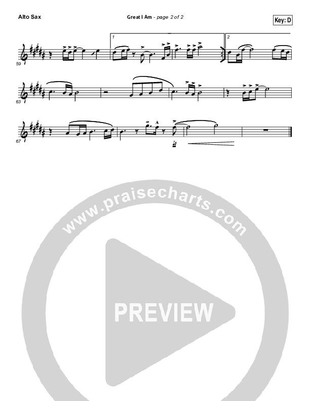 Great I Am Alto Sax (Phillips Craig & Dean)