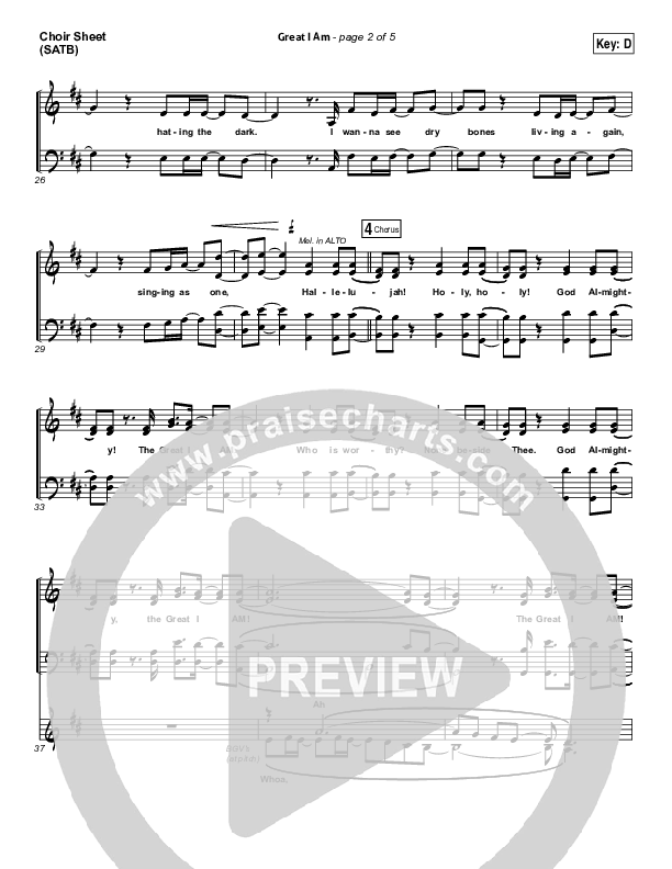 Great I Am Choir Sheet (SATB) (Phillips Craig & Dean)