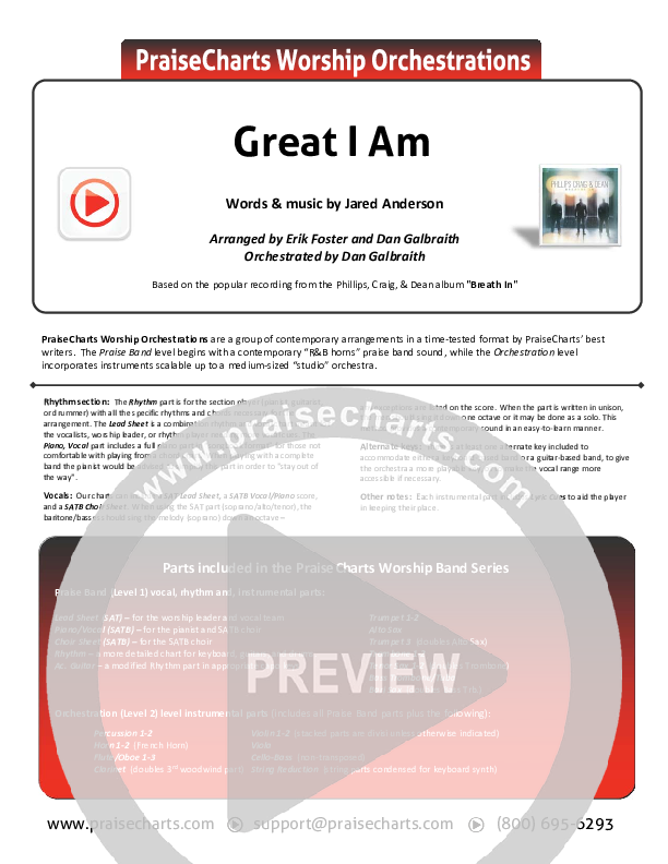 Great I Am Cover Sheet (Phillips Craig & Dean)