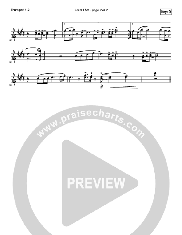 Great I Am Trumpet 1,2 (Phillips Craig & Dean)