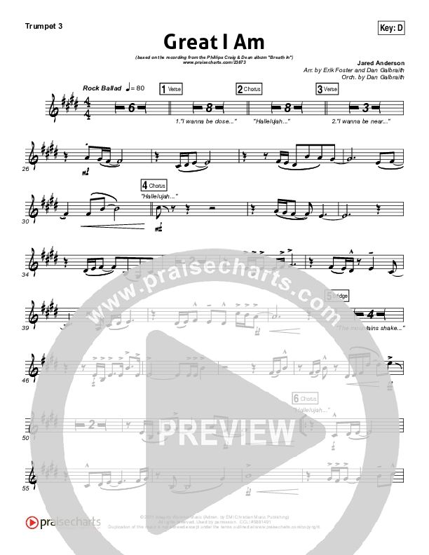 Great I Am Trumpet 3 (Phillips Craig & Dean)