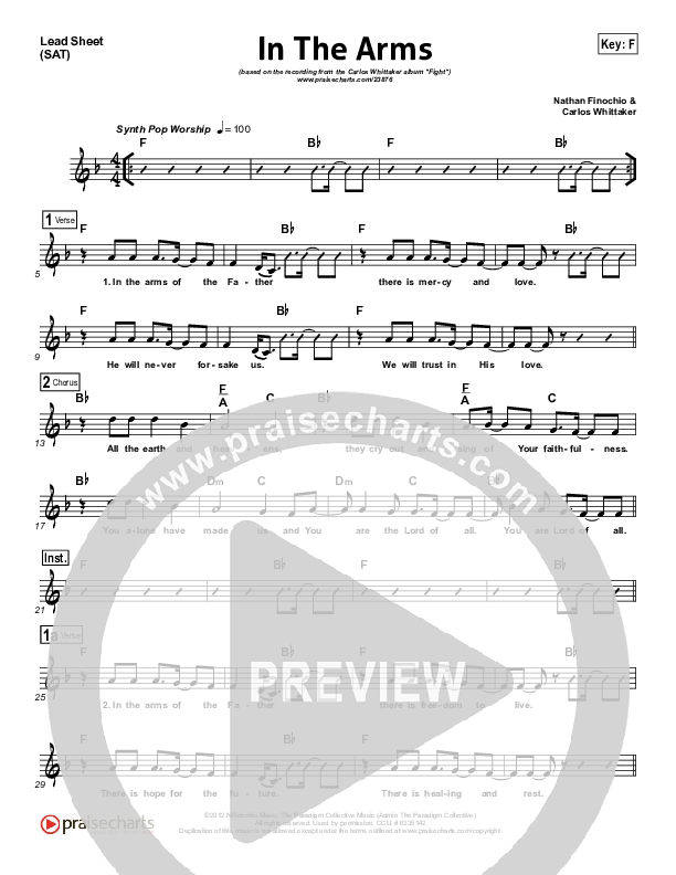 In The Arms Lead Sheet (Carlos Whittaker)