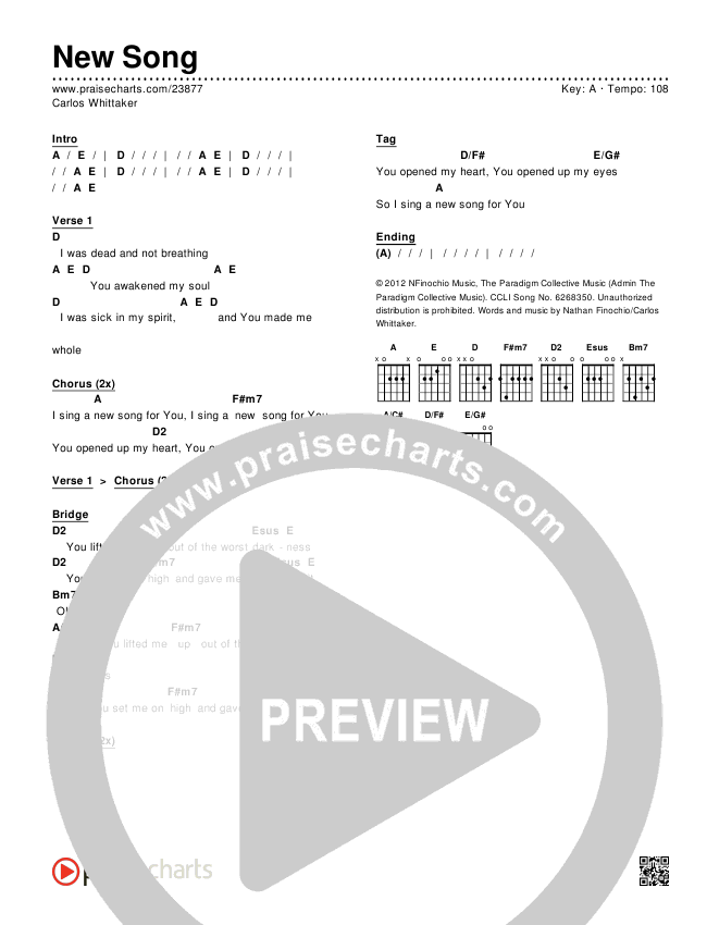 New Song Chords & Lyrics (Carlos Whittaker)