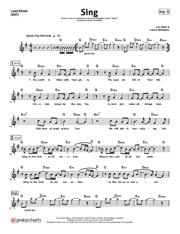 Sing Lead Sheet (Carlos Whittaker)