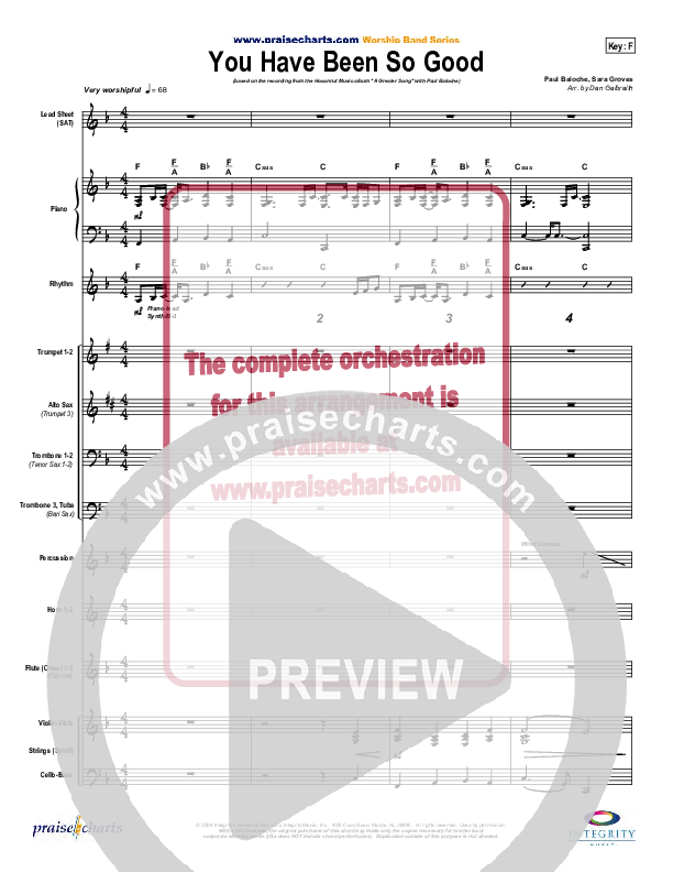 You Have Been So Good To Me Conductor's Score (Paul Baloche)