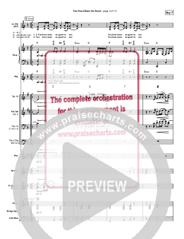 You Have Been So Good To Me Conductor's Score (Paul Baloche)