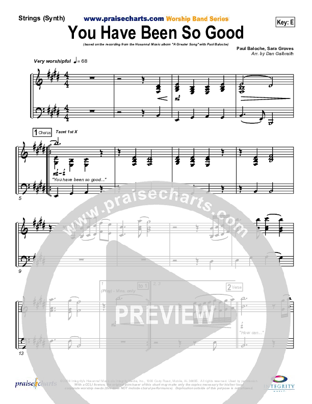 You Have Been So Good To Me Synth Strings (Paul Baloche)