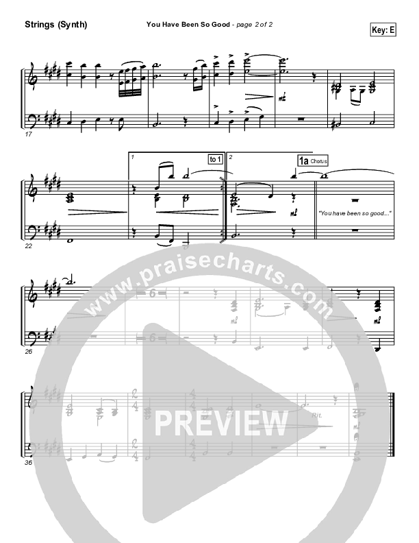 You Have Been So Good To Me Synth Strings (Paul Baloche)