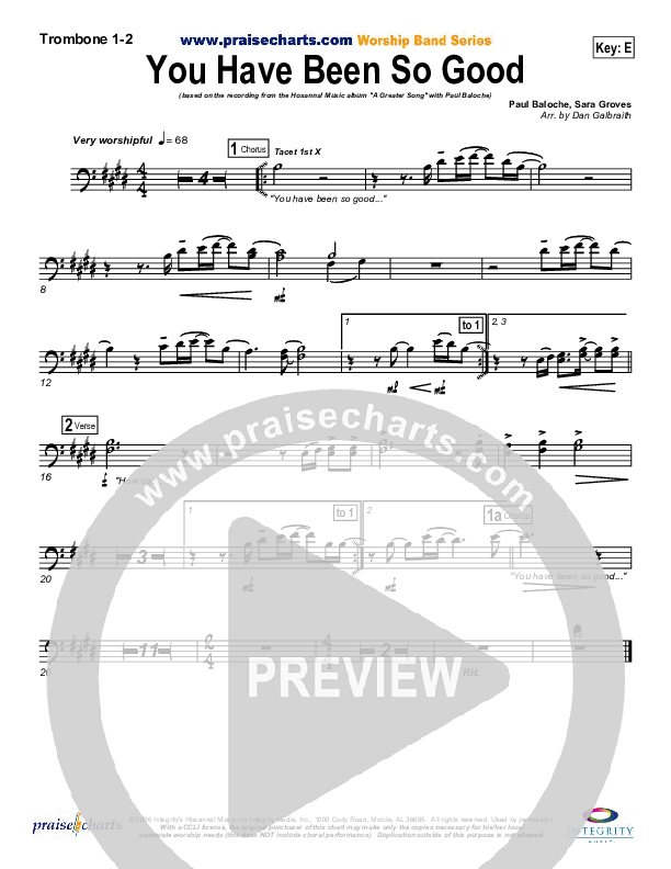 You Have Been So Good To Me Trombone 1/2 (Paul Baloche)