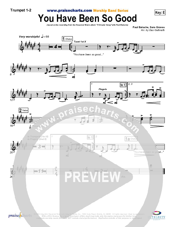 You Have Been So Good To Me Trumpet 1,2 (Paul Baloche)