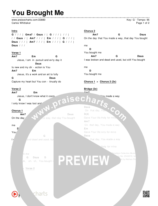 You Brought Me  Chords & Lyrics (Carlos Whittaker)