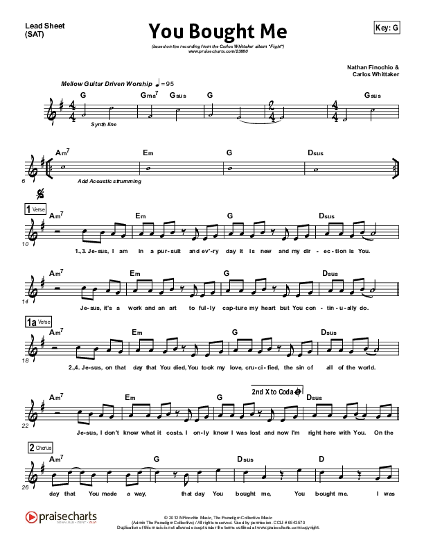 You Brought Me  Lead Sheet (Carlos Whittaker)