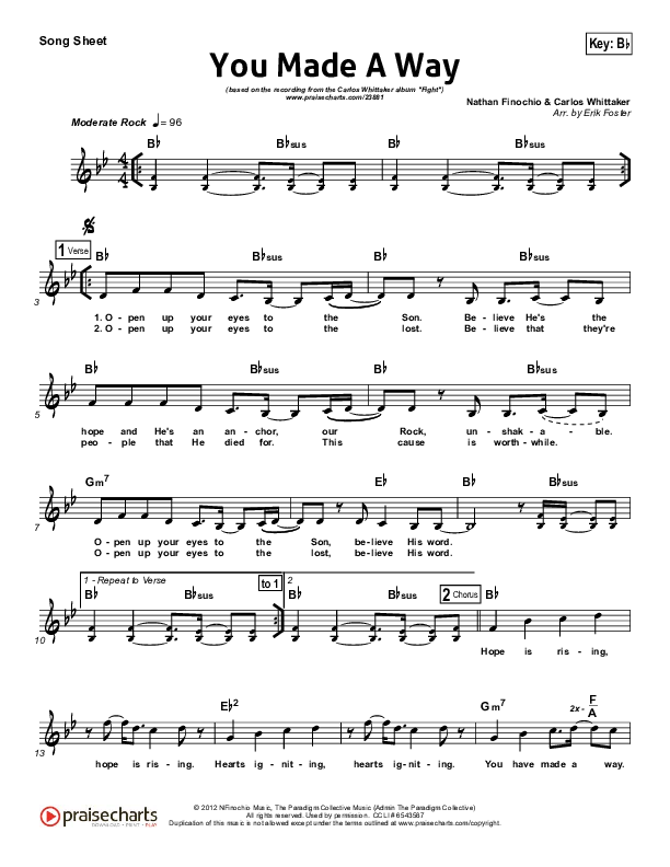 You Made A Way Lead Sheet (Carlos Whittaker)