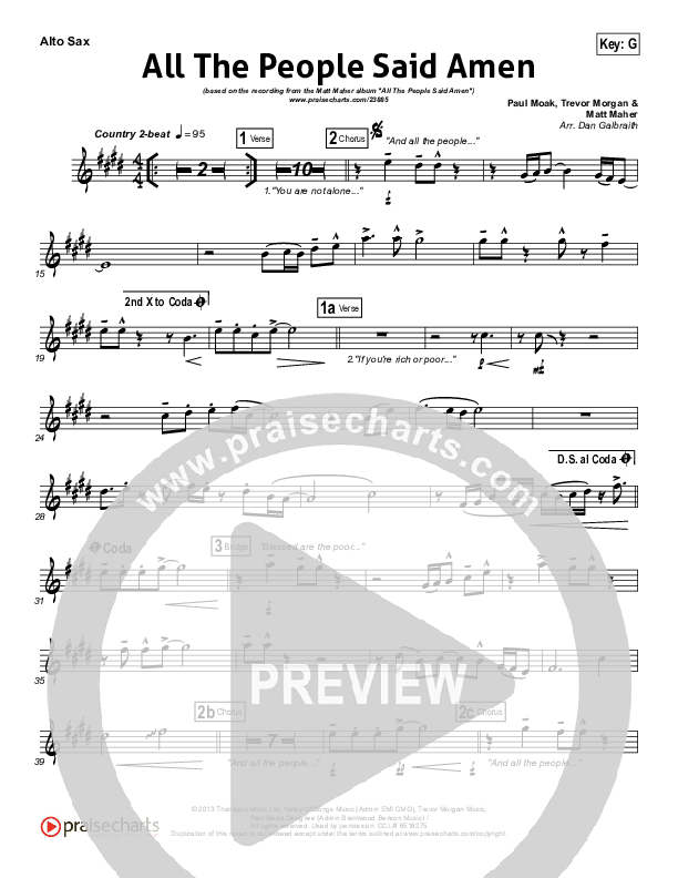 All The People Said Amen Alto Sax (Matt Maher)