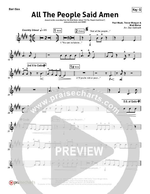 All The People Said Amen Bari Sax (Matt Maher)