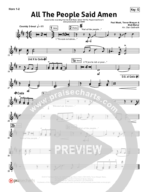 All The People Said Amen French Horn 1/2 (Matt Maher)