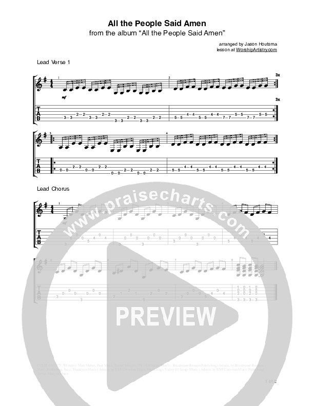 All The People Said Amen Guitar TAB/Riffs (Matt Maher)