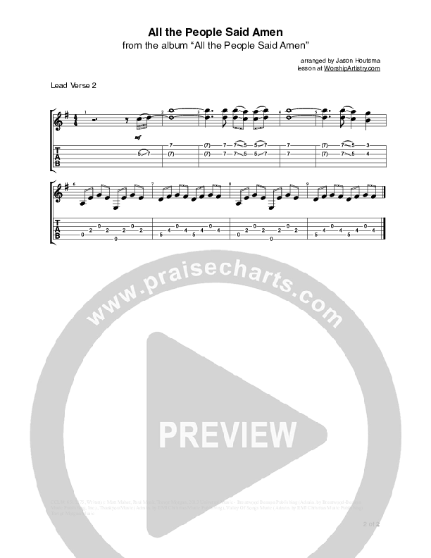 All The People Said Amen Guitar TAB/Riffs (Matt Maher)