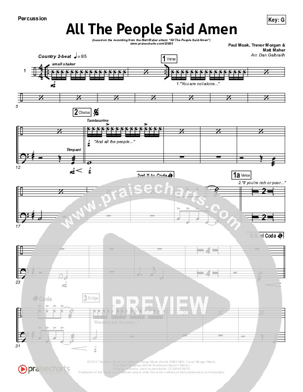 All The People Said Amen Percussion (Matt Maher)