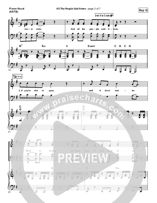 All The People Said Amen Piano/Vocal (SATB) (Matt Maher)