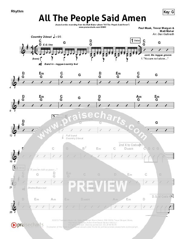 All The People Said Amen Rhythm Chart (Matt Maher)
