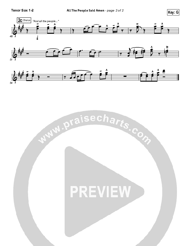All The People Said Amen Tenor Sax 1/2 (Matt Maher)