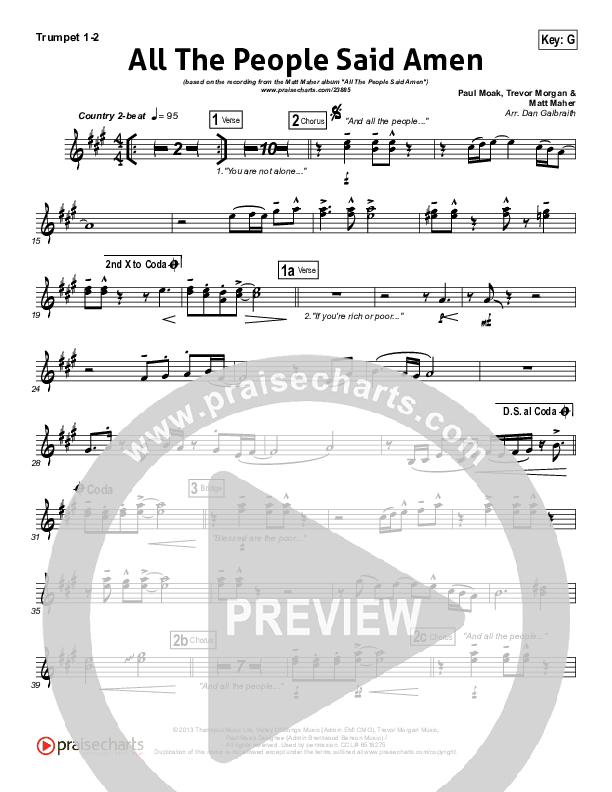 All The People Said Amen Trumpet 1,2 (Matt Maher)