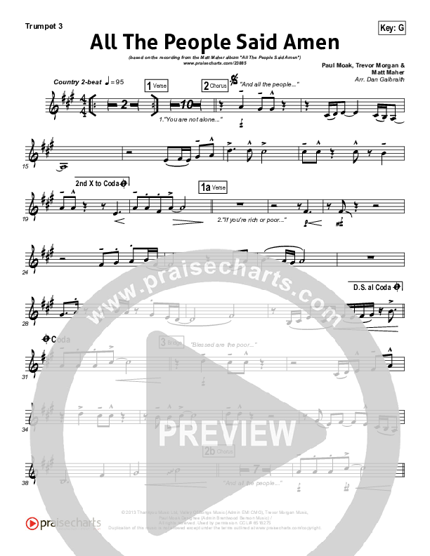 All The People Said Amen Trumpet 3 (Matt Maher)