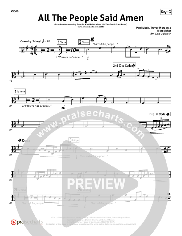 All The People Said Amen Viola (Matt Maher)