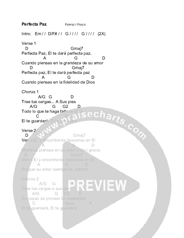 Perfecta Paz Chords & Lyrics (Andy Park)