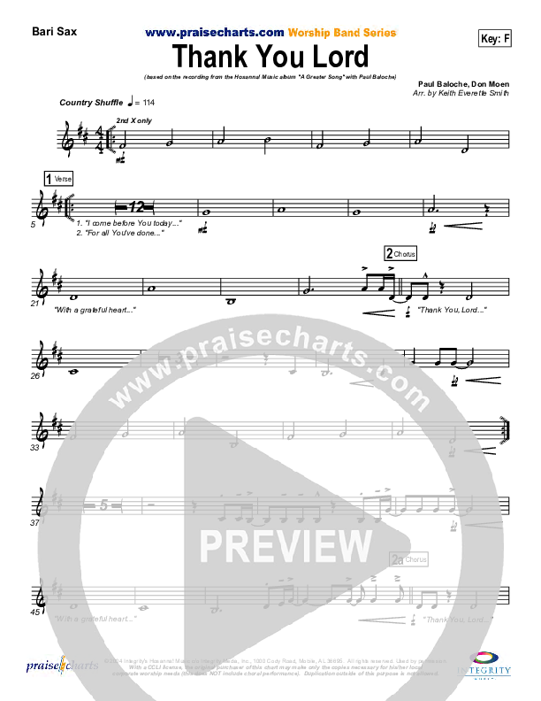 Thank You Lord Bari Sax (Paul Baloche)