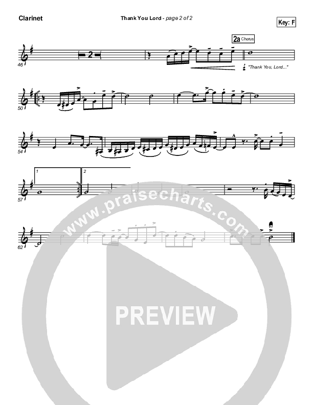 Thank You Lord Clarinet (Paul Baloche)