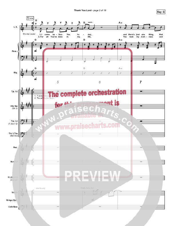 Thank You Lord Conductor's Score (Paul Baloche)