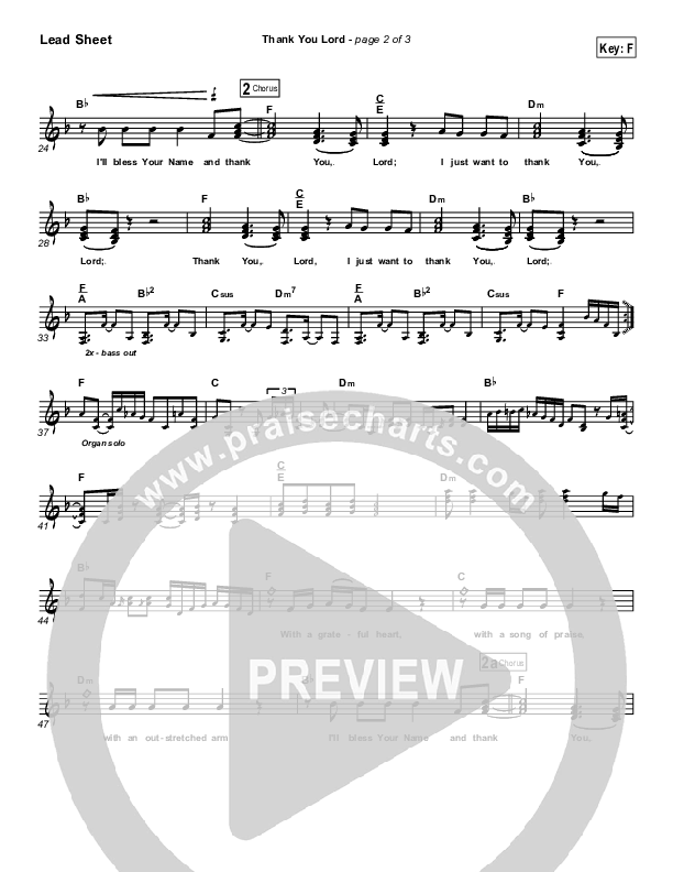 Thank You Lord Lead Sheet (Paul Baloche)