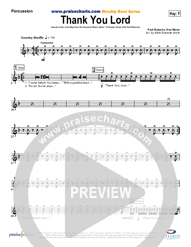 Thank You Lord Percussion (Paul Baloche)