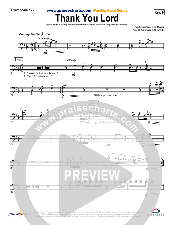 Thank You Lord Trombone 1/2 (Paul Baloche)