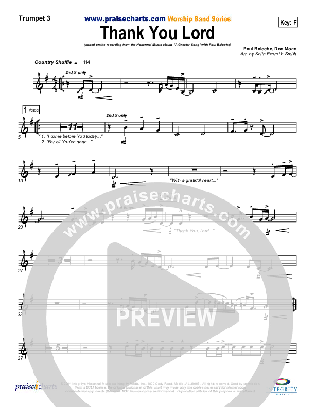 Thank You Lord Trumpet 3 (Paul Baloche)