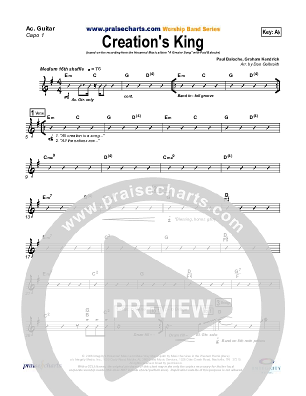 Creation's King Acoustic Guitar (Paul Baloche)