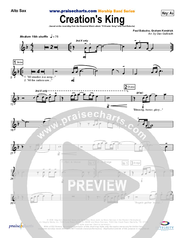 Creation's King Alto Sax (Paul Baloche)