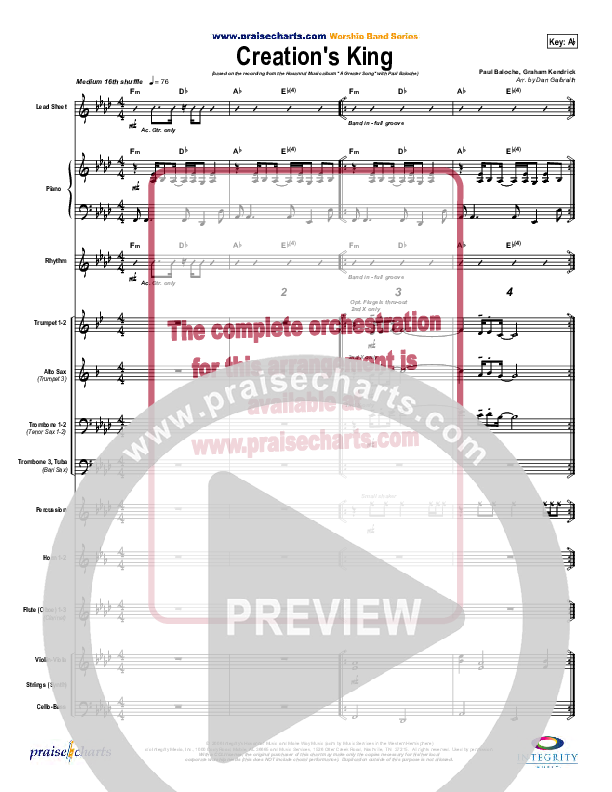 Creation's King Orchestration (Paul Baloche)
