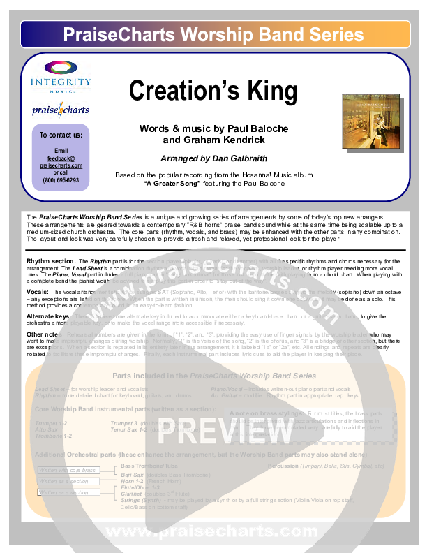 Creation's King Orchestration (Paul Baloche)