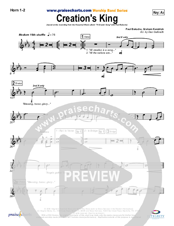 Creation's King French Horn 1/2 (Paul Baloche)